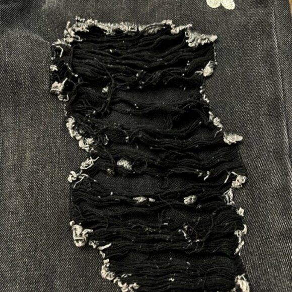 GEMMA Rae Junior's Jeans 90's Straight High Rise Black Distressed - Picture 4 of 6